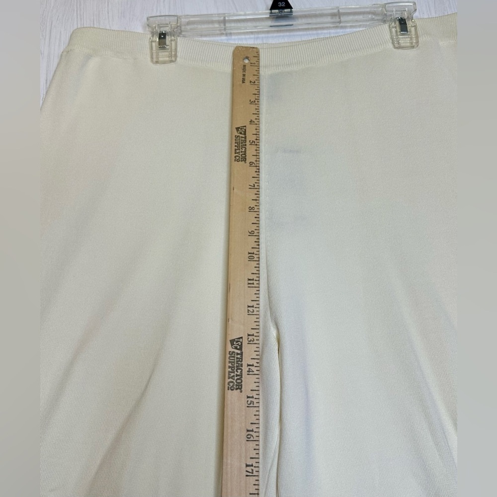 Grace Golden Lady Wide Leg Knit Pants Ivory Pull On Lounge XL NWT Rayon Blend - Picture 7 of 14
